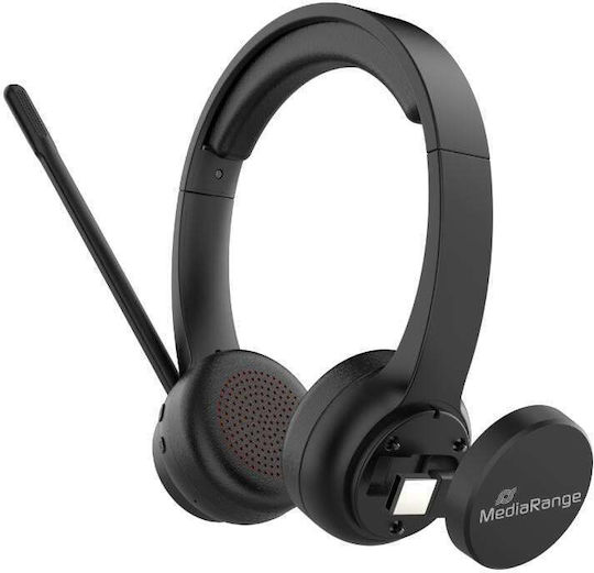MediaRange Drahtlos Auf dem Ohr Multimedia-Headsets mit Mikrofon und Verbindung Bluetooth in Schwarz Farbe MROS307