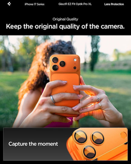 Spigen Glas.tr Optik Pro Camera Protection Tempered Glass Orange for the iPhone 17 Pro