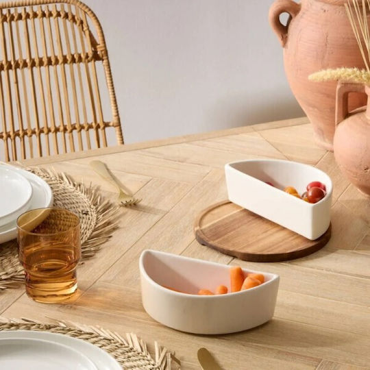Secret de Gourmet Μπωλ Σερβιρίσματος Στρογγυλό Ξύλινο Λευκό με Διάμετρο 20εκ.
