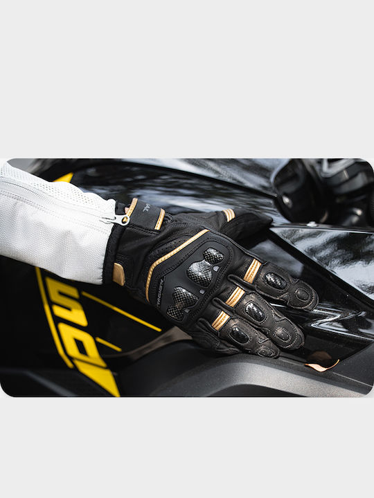 Alien Snail P8 Herren Motorradhandschuhe Leder 4 Jahreszeiten Schwarz
