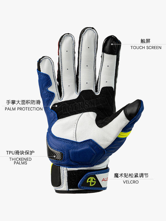 Alien Snail P8 Herren Motorradhandschuhe Leder 4 Jahreszeiten Schwarz