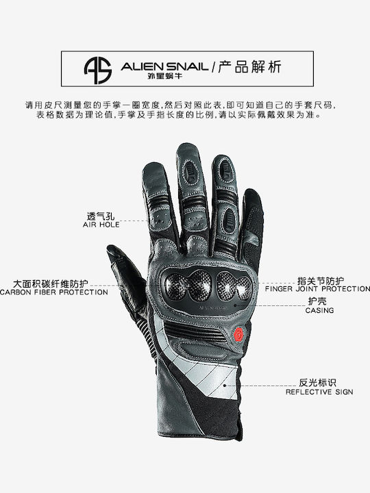 Alien Snail AT 90 Rally Winter Herren Motorradhandschuhe Black Gray