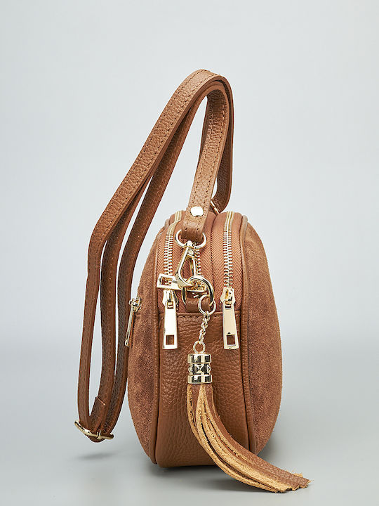 Leder Damen Schulter Crossbody Tasche Suede Camel