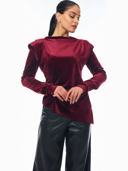 Women's Blouse Velvet Burgundy