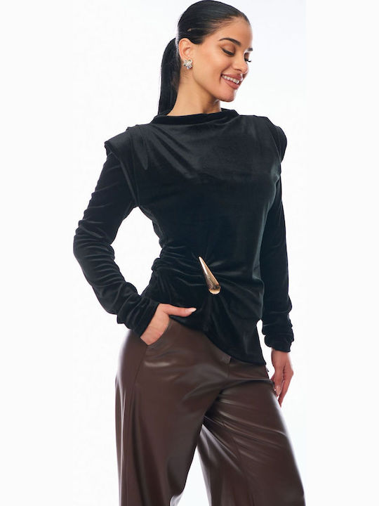 Women's Velvet Black Blouse