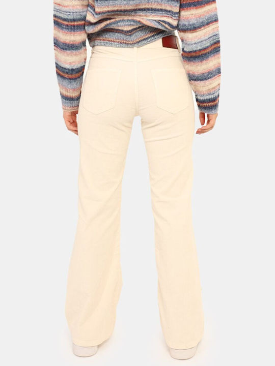 Willa High Waist Women's Jean Trousers Flared Cream