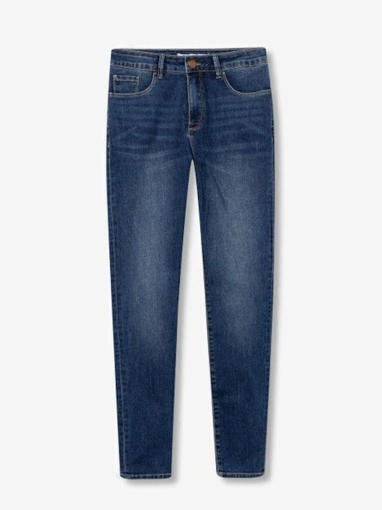 Ψηλόμεσο Γυναικείο Jean Παντελόνι Push Up σε Skinny Εφαρμογή Medium Blue