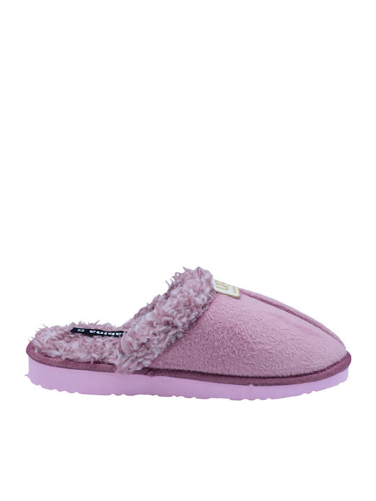Winter Women's Slippers with Fur Pink