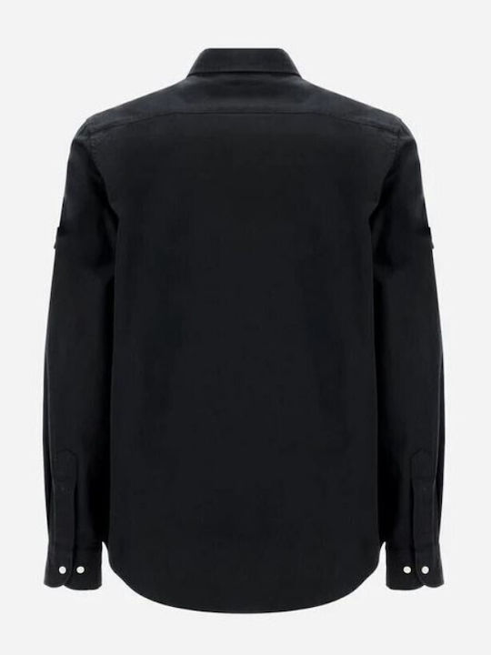 Langärmlig Baumwolle Hemd Black
