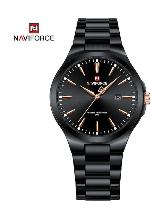 Naviforce Ceas Bărbați Cu Baterie Și Brățară Din Metal Neagră