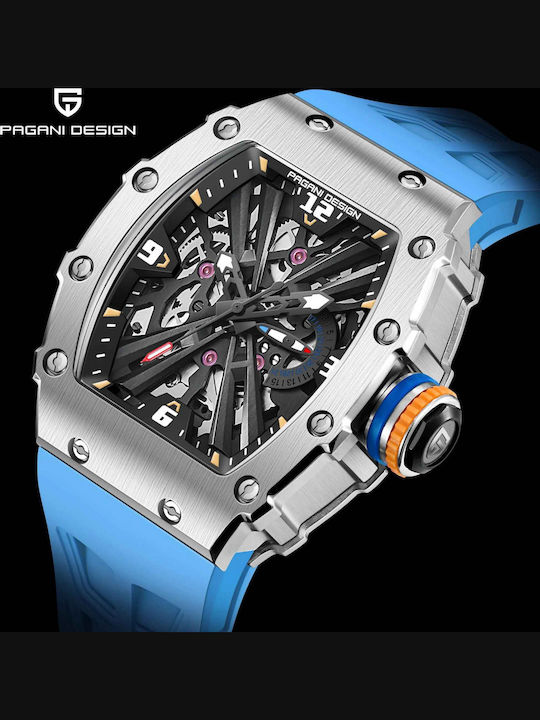 Men's Watch 42mm Battery with Turquoise Rubber Strap