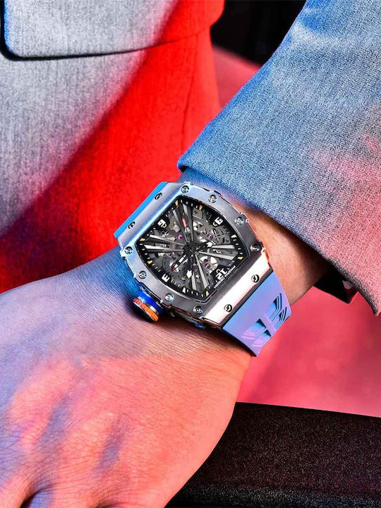 Men's Watch 42mm Battery with Turquoise Rubber Strap
