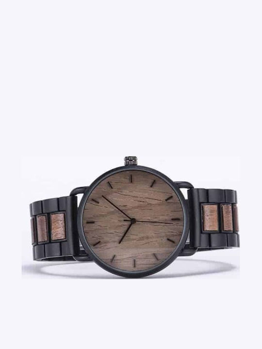 Bobo Bird Men's Watch Battery with Black Wooden Bracelet
