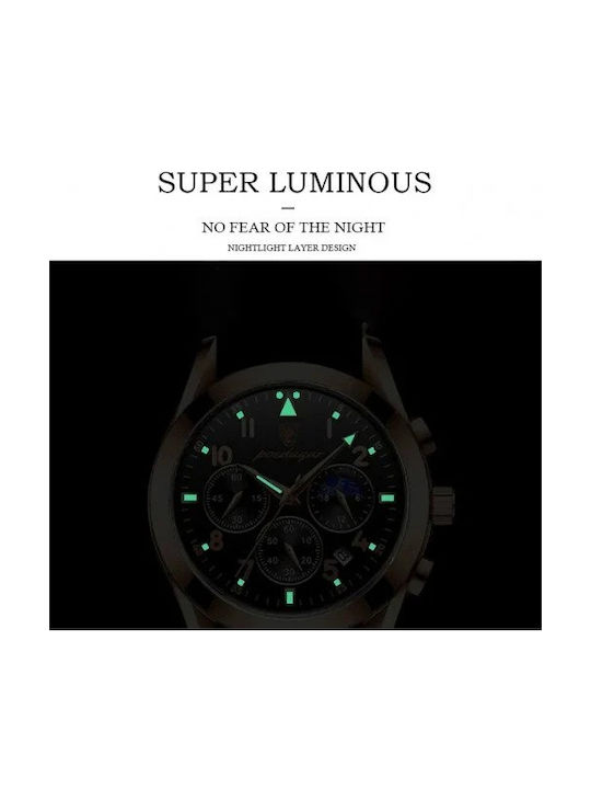 Poedagar Ceas Bărbați 39mm Cronograf Cu Baterie Cu Brățară Din Metal Argintie