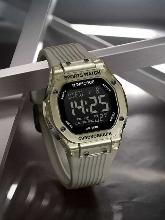 Naviforce Ceas Digital Barbatesc 44mm Cu Baterie Și Curea Din Cauciuc Turcoaz