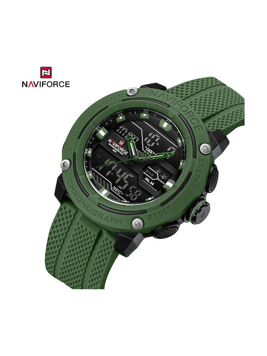 Naviforce Ceas Digital De Bărbați 49mm Cu Baterie Și Curea Din Cauciuc Verde