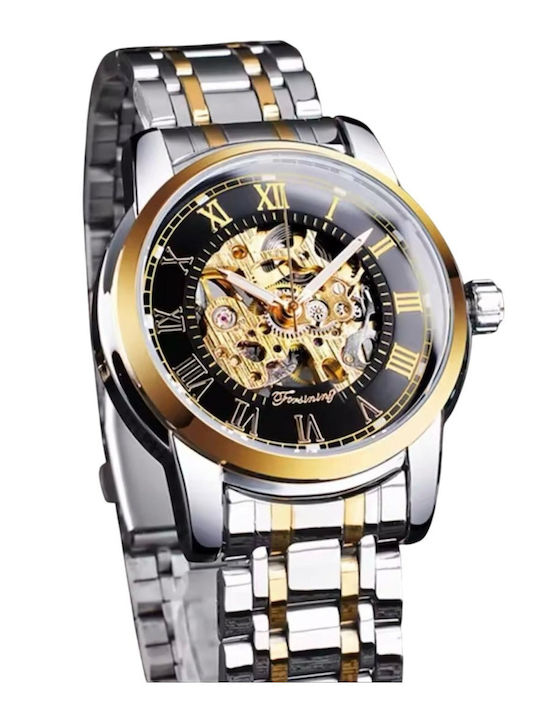 Forsining Herrenuhr 39mm Automatisch mit Silber Metallarmband