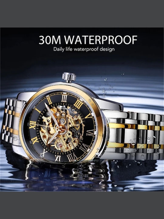 Forsining Herrenuhr 39mm Automatisch mit Silber Metallarmband
