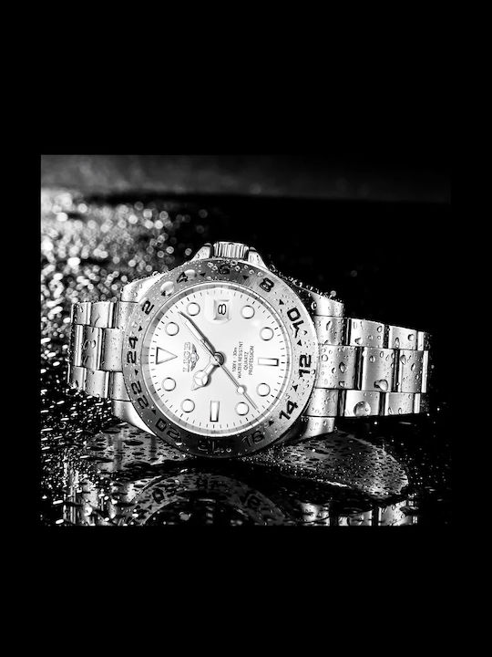 Lige Ceas Bărbați 43mm Baterie cu Brățară Din Metal Argintie