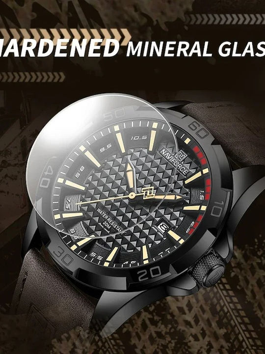 Naviforce Ceas Bărbați 45mm Baterie Cu Curea Din Piele Maro