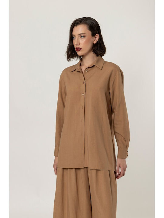 Women's Long Sleeve Shirt Camel