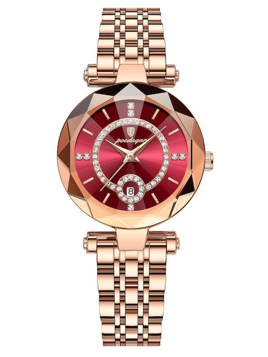 Poedagar Ceas de Damă cu Rose Gold Brățară Metalică