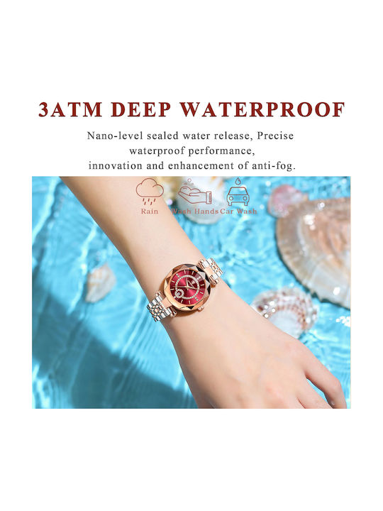 Poedagar Ceas de Damă cu Rose Gold Brățară Metalică