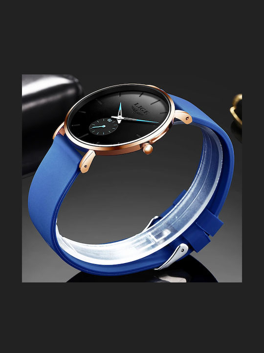 Lige Women's Watch with Blue Rubber Strap