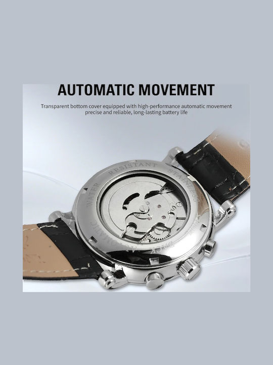 Men's Ceas de Damă Automat cu Negru Brățară Metalică