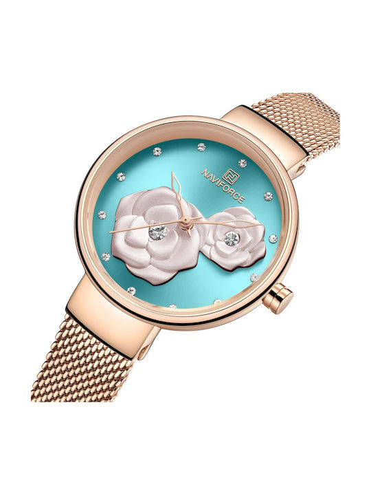 Naviforce Ceas de Damă cu Rose Gold Brățară Metalică