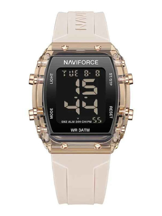 Naviforce Digital Ceas de Damă cu Auriu Curea din Cauciuc