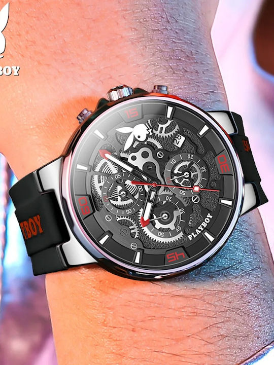 Playboy Γυναικείο Ρολόι 43mm Μπαταρίας με Μαύρο Μεταλλικό Μπρασελέ