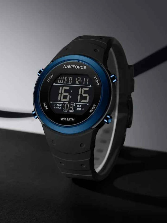 Naviforce Digital Ceas de Damă cu Negru Curea din Cauciuc