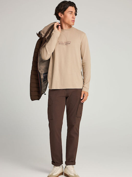 Trousers Cargo Elastic in Regular Fit Brown