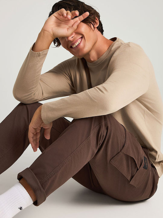 Trousers Cargo Elastic in Regular Fit Brown