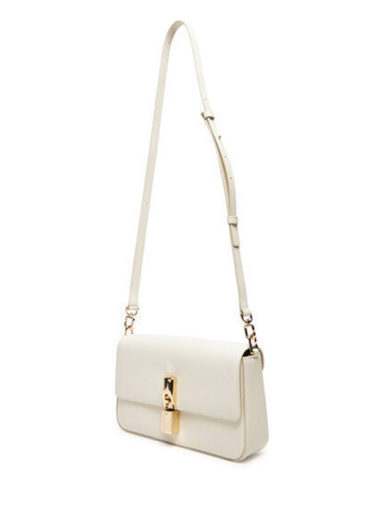 Leder Damentasche Schultertasche Ecru