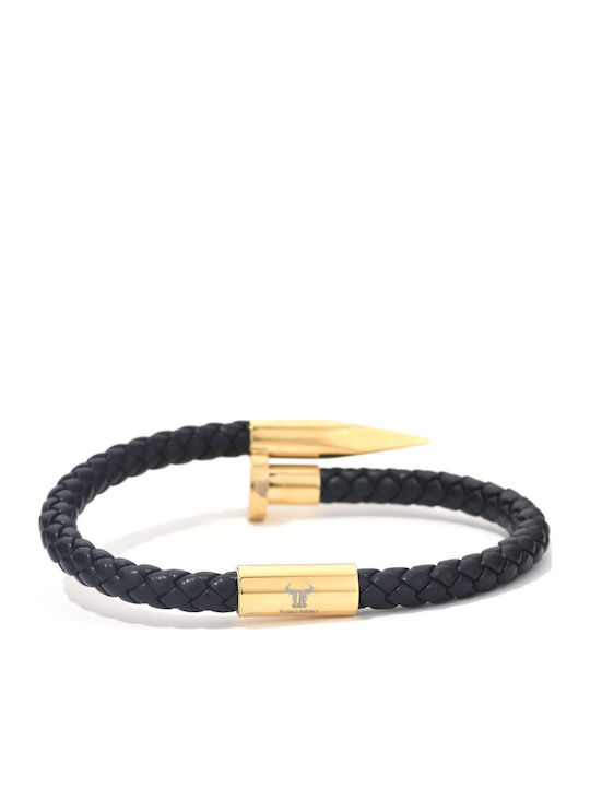 Toro Nero Men's Leather Bracelet 21cm