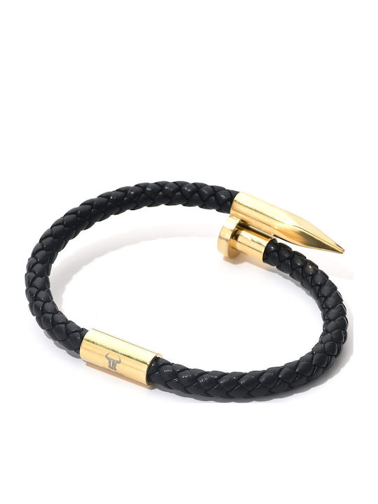 Toro Nero Men's Leather Bracelet 21cm