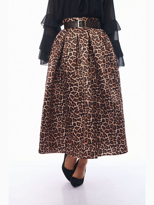 Satin Skirt Leopard Black