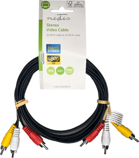 Nedis Composite male to Composite male 2m Cable (CVGL24300BK20)