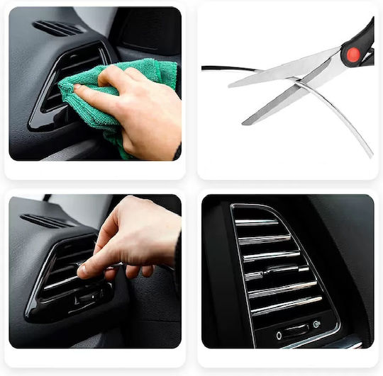 U-shaped Car Ornament Roll Edges Vent Grille 15m Linear Silver Chrome Color