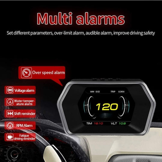 Pyramid Instrument digital OBD2, Head Up Display, Temperatura apei, Contor RPM, Temperatura uleiului și Aer-combustibil Pentru mașină pentru montare pe Tabloul de bord