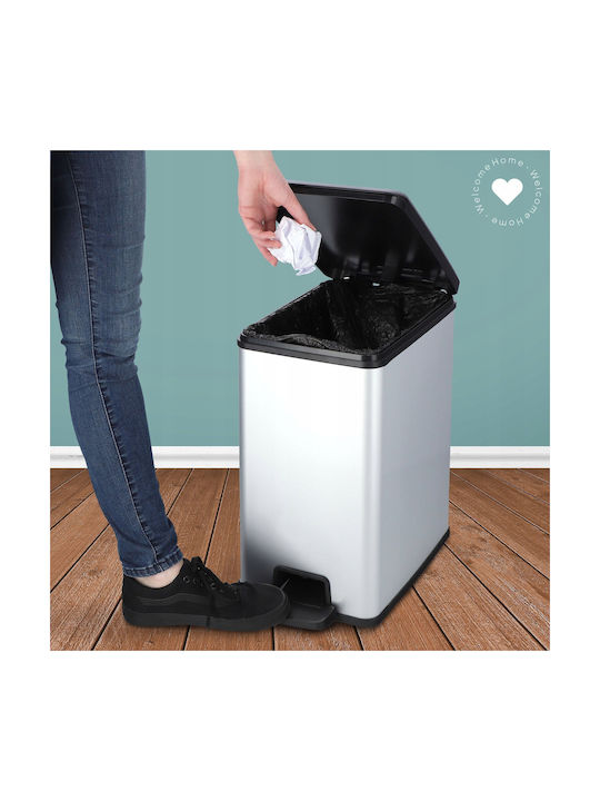 Kadax Bin Slim Bin Coș de Gunoi Plastic Argintiu 25lt 1buc