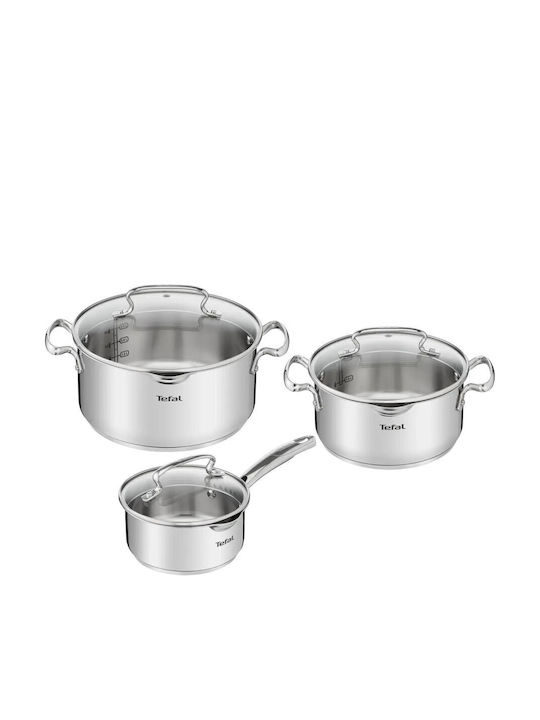 Tefal Duetto+ Pots Set of Stainless Steel with Non-stick Coating Silver 6pcs