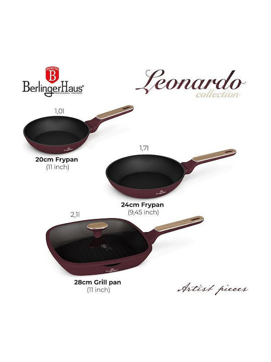 Berlinger Haus Leonardo Collection Set De Tigăi Din Aluminiu Cu Acoperire Interioară Antiaderent 3 Piese