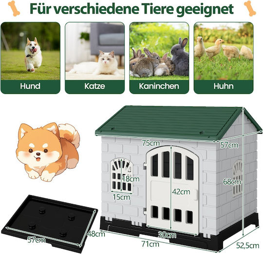 Costway Dog House Plastic Outdoor Green