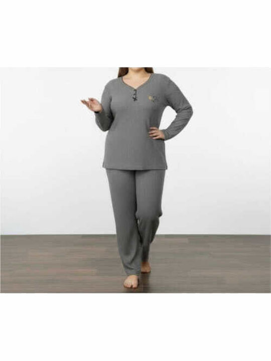 Asel Winter Damen Pyjama-Set Anthracite
