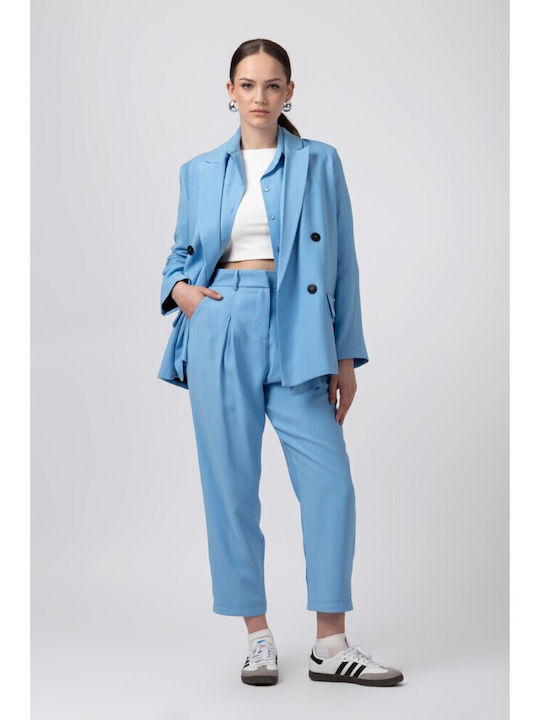 Helmi Женски Кръстосано Сако Light Blue