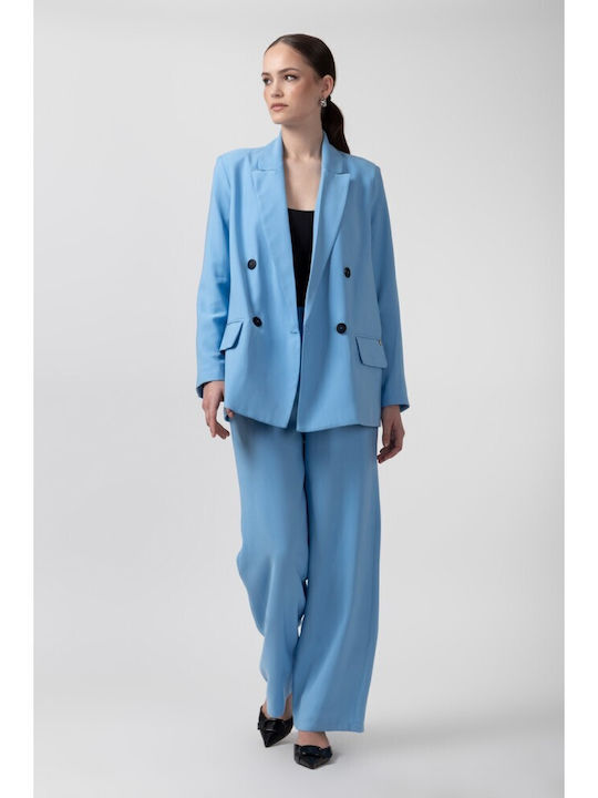 Helmi Женски Кръстосано Сако Light Blue