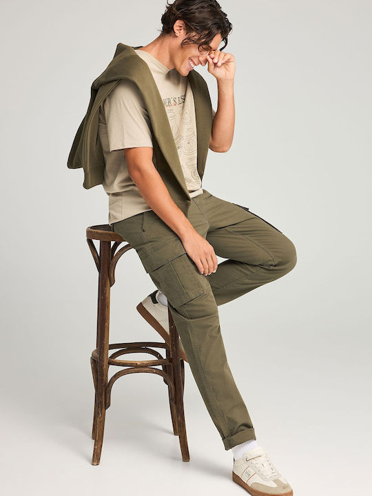 Trousers Cargo Elastic in Regular Fit Green